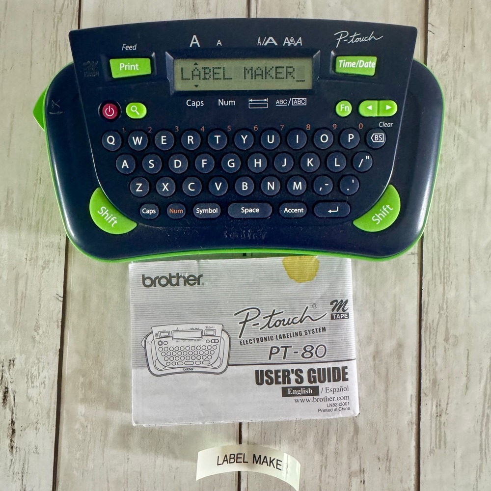 Brother P-touch PT-80 Electronic Labeling System Blue Green Handheld Label Maker